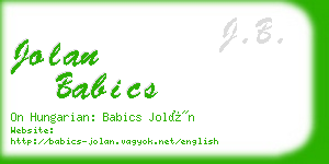 jolan babics business card